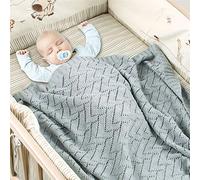 Couverture Bébé en Tricot, Surwin Couvertures Tissée de Moelleuses, Couleur unie, Naissance Literie Bébé Chaud Hiver Gigoteuses d?emmaillotage pour Fille Enfant Garçon (Blanc gris,100x80cm)