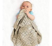 Couverture Bébé en Tricot, Surwin Couvertures Tissée de Moelleuses, Couleur unie, Naissance Literie Bébé Chaud Hiver Gigoteuses d?emmaillotage pour Fille Enfant Garçon (Kaki,100x80cm)