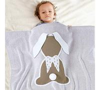 Couverture Bébé en Tricot, Surwin Couvertures Tissée de Moelleuses, Imprimé oreilles de lapin, Naissance Literie Chaud Hiver Gigoteuses d?emmaillotage pour Enfant Fille Garçon (Kaki,100x80cm)