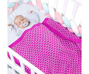 Couverture Bébé en Tricot, Surwin Couvertures Tissée de Moelleuses, Style de brique de grille, Naissance Literie Enfant Chaud Gigoteuses d?emmaillotage pour Fille Garçon (Rose,100x80cm)