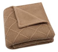 Jollein Couverture pour bébé Check Knit, Biscuit - Polaire Teddy - 75 x 100 cm - 60% Coton, 40% Acrylique - Intérieur 100% Polyester - pour Berceau bébé - TOG 2.0 - Certifié Oeko-Tex - Motif