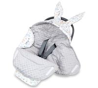 Couverture bébé oreilles de lapin cadeau de naissance - mignonne couverture Minky double face avec capuche - pour siège auto poussette 3 et 5 points 90×90 cm Minky Chouette Gris Clair Oeko-Tex