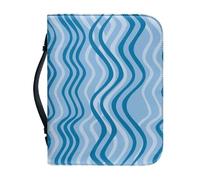 Couverture Bible Bandes Bleues Imperméable Pochette Livre, Polyvalent Couverture Bible Cuir Pour Femmes Et Hommes, Peut Stocker Des Livres Et Des Stylos, Avec Poignée