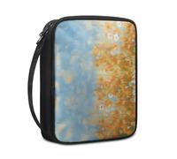 Couverture Bible Bleu Orange Floral Pochette Livre en Tissu Toile Polyeste avec Poignée et Fermeture éclair Housse de Protection pour Bible pour Femme Hommes 27.5x22.5x5.5 cm