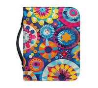 Couverture Bible Géométrie Bleue Orange Imperméable Pochette Livre, Polyvalent Couverture Bible Cuir Pour Femmes Et Hommes, Peut Stocker Des Livres Et Des Stylos, Avec Poignée