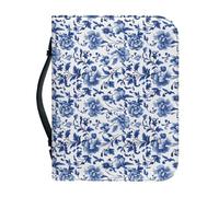Couverture Bible Grand Fleur Bleue imperméable Pochette Livre, Avec Fermeture Zippée Polyvalent Sac De Transport Pour Femmes Et Hommes, Peut Stocker Des Livres Et Des Stylos, Avec Poignée