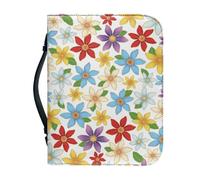 Couverture Bible Grand Fleurs Bleu Jaune imperméable Pochette Livre, Avec Fermeture Zippée Polyvalent Sac De Transport Pour Femmes Et Hommes, Peut Stocker Des Livres Et Des Stylos, Avec Poignée