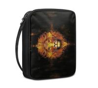 Couverture Bible Lion Noir Orange Pochette Livre en Tissu Toile Polyeste avec Poignée et Fermeture éclair Housse de Protection pour Bible pour Femme Hommes 27.5x22.5x5.5 cm