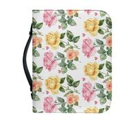 Couverture Bible Rose Jaune Imperméable Pochette Livre, 4 Tailles Différentes Polyvalent Couverture Bible Cuir Pour Femmes Et Hommes, Peut Stocker Des Livres Et Des Stylos, Avec Poignée