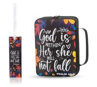 Couverture biblique avec poignée, étuis bibliques 10x7in pour femme Bible en tissu oxford avec signet de transport de grande capacité à fermeture éclair à grande capacité, feuilles | Crises de stocka