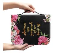 Couverture biblique en Cuir synthétique pour Femmes, Tailles L-2XL, fourre-Tout en Cuir de Couverture biblique,Couverture en Coton matelassé avec Poche/poignée,Bible Femme,Sac biblique Portable
