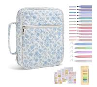 Couverture biblique, étui biblique matelassé à imprimé floral avec stylos et onglets et poignée, sac de transport des bibles, étuis de bibles pour femme (style 1)