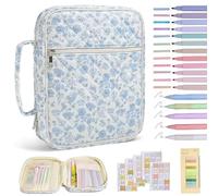 Couverture biblique matelassée, étui biblique mignon floral pour filles et femmes avec poignée, pochette portable avec fournitures d'étude bleues, décors pour animaux de compagnie
