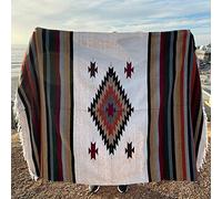 Couverture de Plage, Couverture Mexicaine, Tapisserie Mandala, Serviette de Plage ou jeté de Pique-Nique, décoration de Chambre, Couverture bohème, pour la Plage, 2# Blanc, 160 x 215cm-1200 g