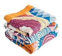 Couverture bohème pour lit - 100 % coton ultra doux - Couvre-lit rustique à imprimé d'oiseaux et de style rustique pour salon, canapé, chaise (soleil coloré, 150 x 200 cm)