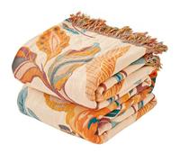 Couverture bohème pour lit - 100 % coton ultra doux - Couvre-lit rustique à imprimé d'oiseaux et de style rustique - Pour salon, canapé, chaise (tulipe bohème, 150 x 200 cm)