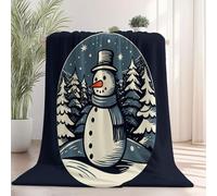 Couverture Bonhomme de Neige rétro Forêt de pins Plaid Polaire 220 x 240 cm Halloween en Flanelle L'automne, Couvertures et Plaids Chaude Douillet, pour Canapé lit Chaise Bleu Blanc