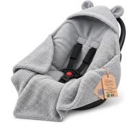 Couverture Bou ouce Teddy hiver poussette nouveau-né 90×90 cm | Couverture poussette siège auto plaid douillet premium cadeau de naissance poussette layette douce Gris clair
