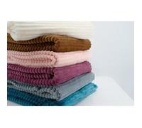 Couverture boudoir - DOMIVA - Gris bleu - 75 x 100 cm - Velours côtelé, douce et chaude