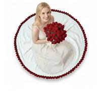 Couverture Bouquet de Fleurs, Couverture à Fleurs au Crochet Finie, Plaid avec Ornementation de Roses, Idéal comme Cadeau pour les Femmes pour la Saint-Valentin et les Anniversaires (R-R, 110CM)