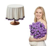Couverture Bouquet de Fleurs, Couverture à Fleurs au Crochet Finie, Plaid avec Ornementation de Roses, Idéal comme Cadeau pour les Femmes pour la Saint-Valentin et les Anniversaires (R-V, 110CM)