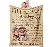 Couverture cadeau d'anniversaire de mariage d'or, cadeau pour les parents, lui, elle, épouse, mari, cadeau de mariage romantique pour couple, décorations de mariage de 50 ans, couverture 150 x 130 cm