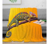Couverture Caméléon Imprimée 3D Microfibre Décor Maison Jeté Motif Animal pour Adultes Adolescents Canapé Lit 40x50(100x130cm)