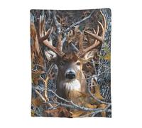 Couverture Camo Buck Deer, Couverture légère en flanelle pour bois pour hommes et femmes, couverture super douce anti-bouloche pour canapé, lit, canapé 125x150 cm
