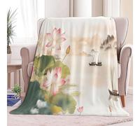 Couverture Canape Grande Taille Belles Peintures De Paysages Chinois Plaid Polaire en Flanelle Douce et Chaude - Couverture Confortable pour Canapé Lit Enfants et Adultes, 150 x 200 cm Blanc