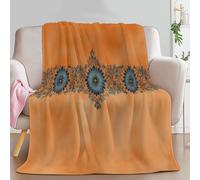 Couverture Canape Grande Taille Décoration À Motifs Marocains Plaid Polaire en Flanelle Douce et Chaude - Couverture Confortable pour Canapé Lit Enfants et Adultes, 180 x 200 cm Couleur Orange