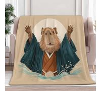 Couverture Canape Grande Taille Dessin Animé Capybara Motifs Mignons Plaid Polaire en Flanelle Douce et Chaude - Couverture Confortable pour Canapé Lit Enfants et Adultes, 200 x 200 cm Beige