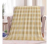 Couverture Canape Grande Taille Motif De Grille De Lignes Minimaliste Plaid Polaire en Flanelle Douce et Chaude - Couverture Confortable pour Canapé Lit Enfants et Adultes, 130 x 150 cm Crème