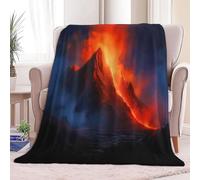 Couverture Canape Grande Taille Thème du Volcan Fantastique Plaid Polaire en Flanelle Douce et Chaude - Couverture Confortable pour Canapé Lit Enfants et Adultes, 150 x 200 cm Rouge Et Bleu