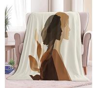 Couverture Canape Grande Taille Visage Féminin Abstrait Minimaliste Plaid Polaire en Flanelle Douce et Chaude - Couverture Confortable pour Canapé Lit Enfants et Adultes, 220 x 240 cm Crème