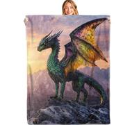 Couverture Canape Majesté Dragon Peluche Couverture Hypoallergénique Plaids pour Toutes Les Saisons Voiture Chaises 150x200cm