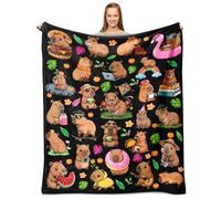 Couverture Capybara pour Filles et garçons. Idée Cadeau Capybara pour Filles. Couverture Douce en Flanelle pour la décoration de la Chambre. 102 x 127 cm.