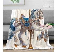 Couverture Carrousel Vintage 3D Imprimée Microfibre Décor Maison Plaid Carrousel Throw Blanket Adultes Jeunes 40x50(100x130cm)