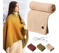 Couverture-châle Chauffante, Confortable Et Douce Avec Fermeture Éclair Pratique Et Trois Niveaux De Température Idéale For La Maison Et Le Bureau(Beige)