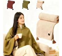 Couverture-châle chauffante portable pour femme, sans fil et facile à porter, douce et chaude, chauffe rapidement, convient à une utilisation intérieure et extérieure, lavable en machine (abricot)