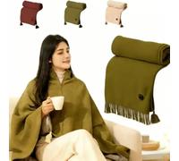 Couverture-châle chauffante portable pour femme, sans fil et facile à porter, douce et chaude, chauffe rapidement, convient à une utilisation intérieure et extérieure, lavable en machine (vert)