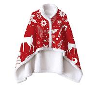 Couverture Châle Portable, Poncho Chaud For Les Genoux, Manteau Poncho Chaud For Adulte Avec Boutons(Red2,150 * 120cm)
