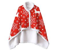 Couverture Châle Portable, Poncho Chaud For Les Genoux, Manteau Poncho Chaud For Adulte Avec Boutons(Red1,150 * 120cm)