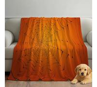 Couverture Chaude 220 x 240cm avec Motif Halloween, Moelleuse Orange Caramel Couverture Polaire pour Enfants Garçons Filles, Insectes Toile D’Araignée Effrayant Plaid en Flanelle Décorative 4 Saisons