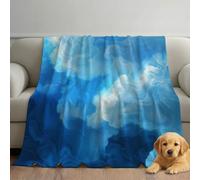 Couverture Chaude 220 x 270 cm avec Motif Abstrait, Moelleuse Bleu Lac Couverture Polaire pour Enfants Garçons Filles, Vagues Bleues Calme Plaid en Flanelle Décor 4 Saisons