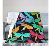 Couverture chaude en micro polaire ultra douce avec motif libellules