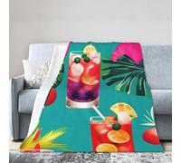 Couverture chaude en micro polaire ultra douce pour la climatisation Motif cocktails tropicaux
