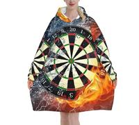 Couverture chaude et confortable à porter avec motif de cible de fléchettes - Couverture à capuche en flanelle épaisse avec manches et poche géante, Noir , 280g flannel