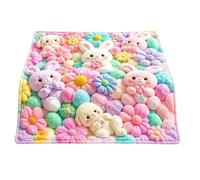 Couverture chaude et confortable pour toutes les saisons | Jeté de lit imprimé lapin et fleurs pour canapé, fauteuil, sieste, lecture, coucher, femmes, enfants, filles, adolescentes