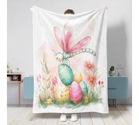 Couverture chaude et pelucheuse en flanelle pour chambre à coucher, camping, décoration de canapé et de canapé, motif libellules de Pâques (101,6 x 127 cm, motif floral mignon et amusant)