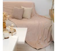 Couverture chaude plaid polaire - Beige ros - 200x240cm